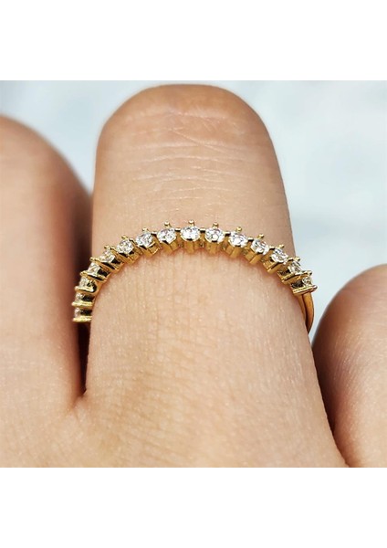 Gümüş Yüzük - Yarım Tur Alyans Zirkon Taşlı 925 Ayar Gümüş Yüzük indirimleri