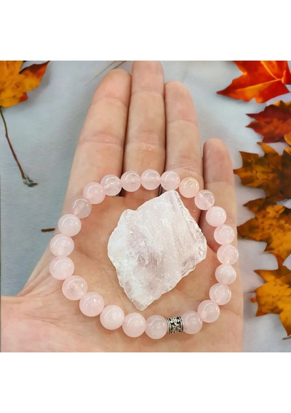Pembe Kuvars ( Taş ) Doğal Taş Bileklik 8 mm