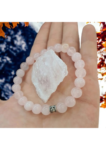 Pembe Kuvars ( Taş ) Doğal Taş Bileklik 8 mm