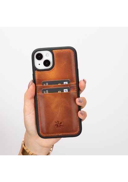 iPhone 15 Plus Capri Kartlıklı Deri Arka Telefon Kılıfı