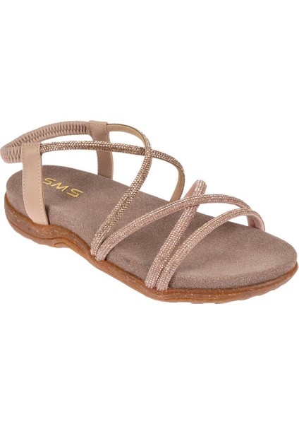 Taşlı Comfort Kadın Sandalet SMS-2546 Nut Taşlı