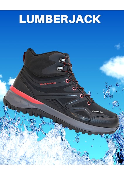 1766-CAMORA Anatomik Tabanlı Waterproof Trekking Spor Bot - NKT01766-SIYAH Kırmızı-41