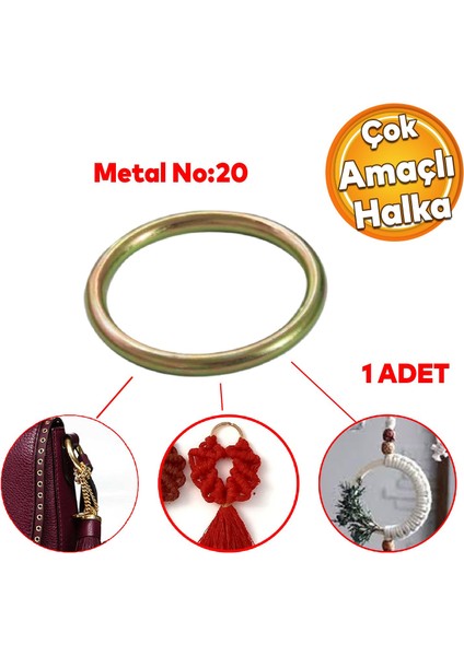 Metal Halka Sarı Renk No:20 Duvar Makrome Anahtarlık Süs Eşya Hobi Malzeme Karabina Aksesuar