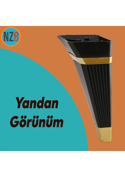 Mobilya Kanepe Sehpa Tv Ünitesi Koltuk Ayağı Baza Ayak 23 cm Siyah Altın indirimleri