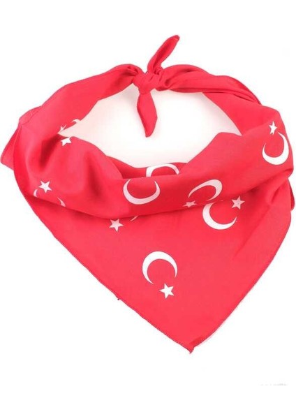 Herşey Nota Kırmızı Ay Yıldız Türk Bayrağı Temalı Pamuk Kumaş Fular - Bandana - 23 Nisan, 29 Ekim, 19 Mayıs 12 Adet