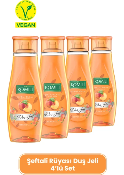 Şeftali Rüyası Vegan Duş Jeli 4'lü Set - Şeftali ve Yaz Meyveleri Kokulu - 4 x 500 ml