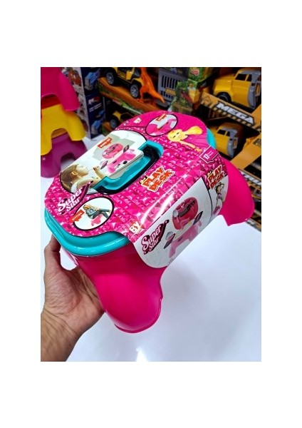 Tabure Güzellik Seti 18 Parça Tutma Saplı Kilit Üst Kapak Oturak Oyuncak Içi Make-Up 32X25X17CM