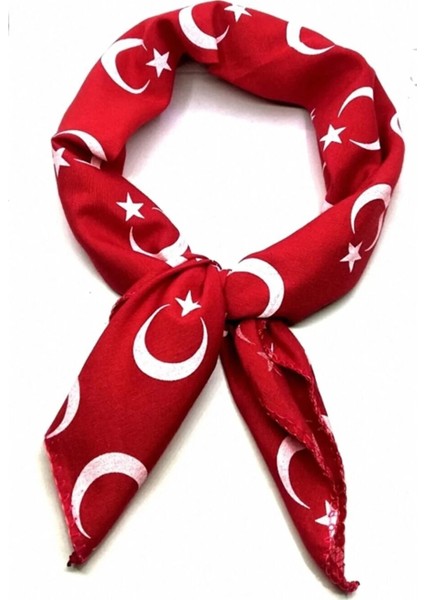 Herşey Nota Kırmızı Ay Yıldız Türk Bayrağı Temalı Pamuk Kumaş Fular - Bandana - 23 Nisan, 29 Ekim, 19 Mayıs 12 Adet