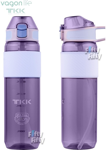 Tkk 800 ml Kalın Isırılamaz Pipetli Bpa Içermeyen Taşıma Kulplu Tritan Su Matarası FFTKK1003 800 ml