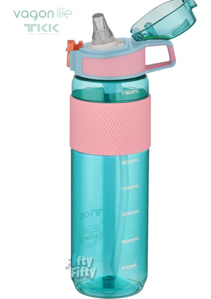 Tkk 800 ml Kalın Isırılamaz Pipetli Bpa Içermeyen Taşıma Kulplu Tritan Su Matarası FFTKK1003 800 ml