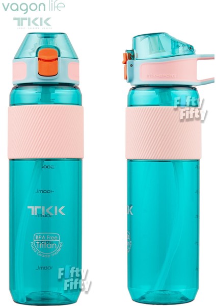 Tkk 800 ml Kalın Isırılamaz Pipetli Bpa Içermeyen Taşıma Kulplu Tritan Su Matarası FFTKK1003 800 ml