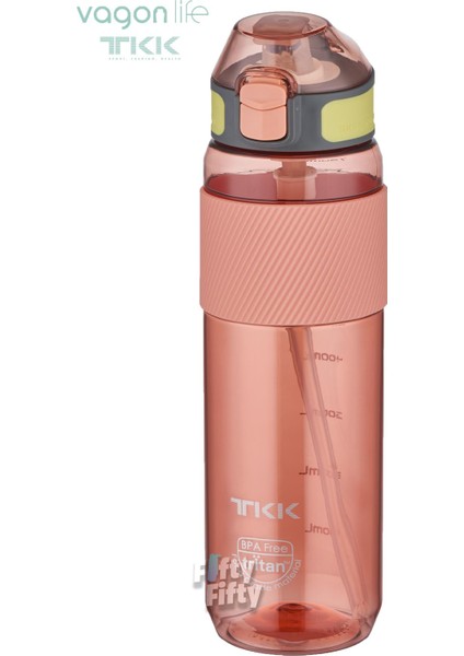 Tkk 800 ml Kalın Isırılamaz Pipetli Bpa Içermeyen Taşıma Kulplu Tritan Su Matarası FFTKK1003 800 ml