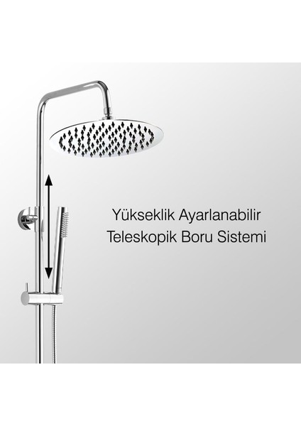 Teleskopik Kolonlu Tepe Duş Seti Robot Duş Yağmurlama Pirinç El Başlıklı KDS106-2