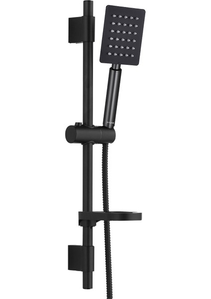Sürgülü Duş Seti Çelik Başlık Siyah KSS104-B