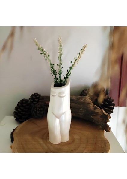 Kadın Vücudu Vazo Sedef Beyaz Renk Kadın Vücudu Saksı Dekoratif Kadın Biblo Kadın Vazo 13 x 6,5 cm