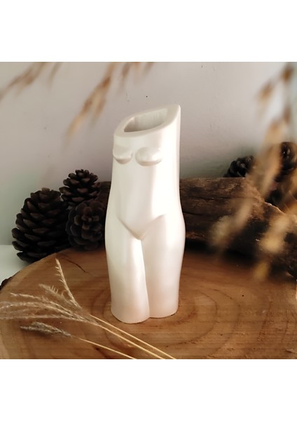 Kadın Vücudu Vazo Sedef Beyaz Renk Kadın Vücudu Saksı Dekoratif Kadın Biblo Kadın Vazo 13 x 6,5 cm fiyatları