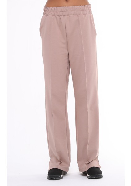 Fancy Kadın Yırtmaç Detaylı Bol Paça Basic Oversize Pantolon