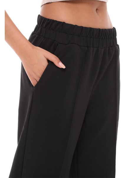 Fancy Kadın Yırtmaç Detaylı Bol Paça Basic Oversize Pantolon