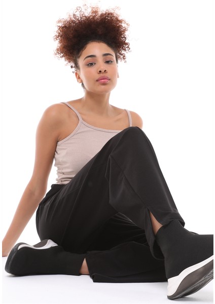 Fancy Kadın Yırtmaç Detaylı Bol Paça Basic Oversize Pantolon