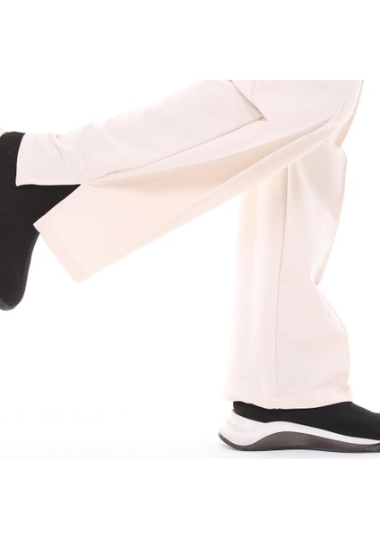 Fancy Kadın Yırtmaç Detaylı Bol Paça Basic Oversize Pantolon
