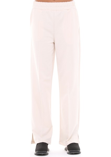 Fancy Kadın Yırtmaç Detaylı Bol Paça Basic Oversize Pantolon