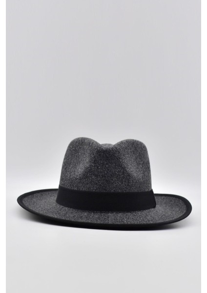 Vintage Erkek Fedora Fötr Şapka Panama Ingiliz Trilby Kasket Gri