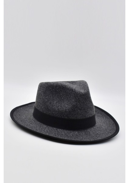 Vintage Erkek Fedora Fötr Şapka Panama Ingiliz Trilby Kasket Gri