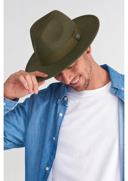 Erkek Ayarlanabilir Haki Fedora Şapka