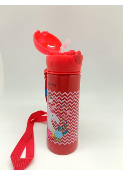 Unicorn Figürlü Çelik Matara Kırmızı 500 ml R cm 01