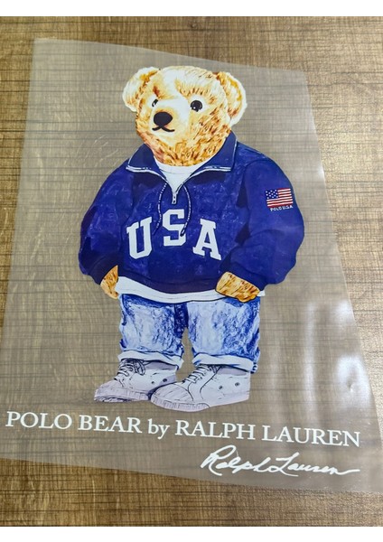 24X14 cm Ütü Ile Yapışan Ayı Transfer Baskı Tişört Kot Baskı Arma