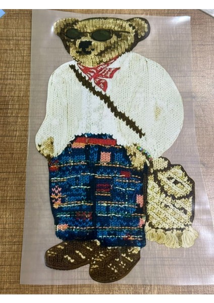 31X17 cm Ütü Ile Yapışan Ayı Transfer Baskı Tişört Kot Baskı Arma