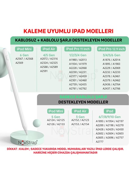 iPad 10. Nesil 10.9 inç ile Uyumlu Tablet Kalemi Pencil Avuç içi Reddi Manyetik Şarj 3 x Uç fiyatları