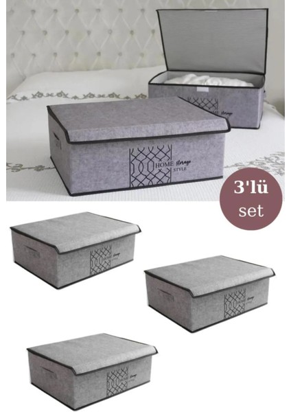 Emir-Ay 3 Adet Keçe Kapaklı Çok Amaçlı Baza Kutu Düzenleyici 50*40*19