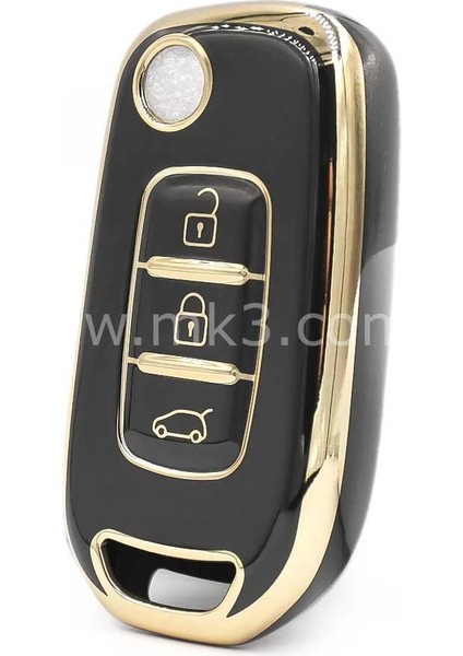 Renault Clio 5 Megane 4 Captur Kadjar Symbol Sustalı Nano Anahtar Kılıfı 3 Buton Siyah