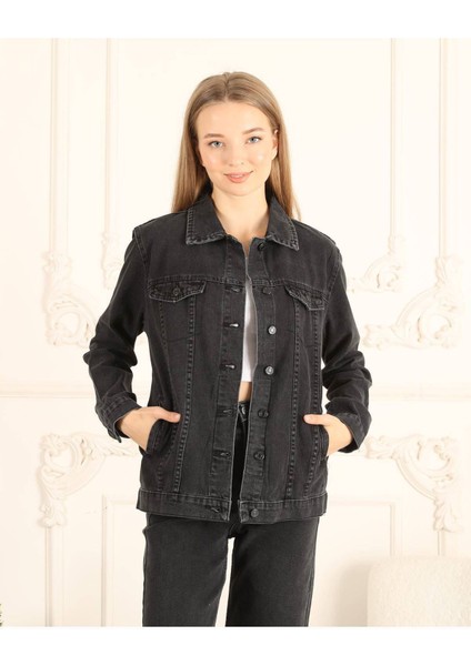 Cepli Düğmeli Kadın Kot Ceket modelleri