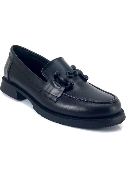 10730 Deri Günlük Bayan Ayakkabı-Siyah