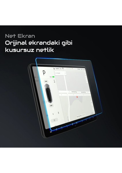 Tesla Model Y Ekran Koruyucu 15 Inç ile Uyumlu Şeffaf Nano