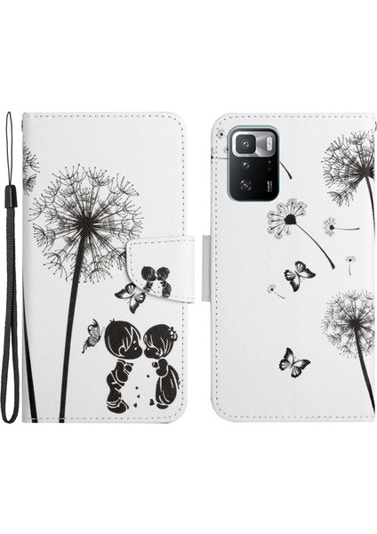 Desen Deri Telefon Kılıfı Cüzdan Stand Kapağı, Xiaomi Redmi Için Bilek Kayışı ile Note 10 Pro 5g/xiaomi Poco X3 Gt 5g-Düzenli (Yurt Dışından)