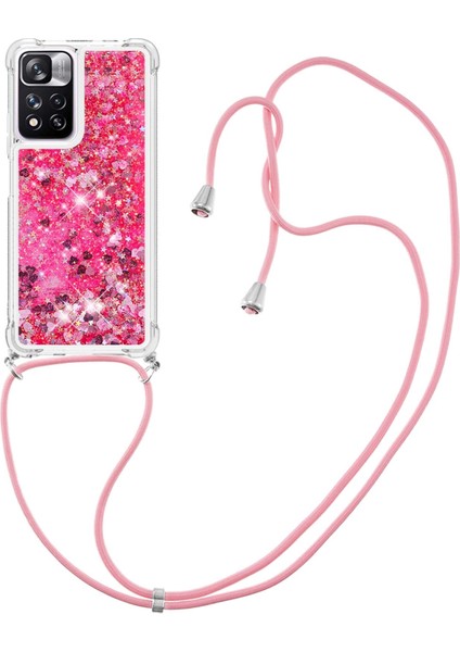 Le1-1 Serisi Xiaomi Redmi Için Long Lanyard Yumuşak Tpu Kapağı ile Iyi Korumalı Hareketli Hızlı ve Telefon Kasası Not 11 Pro+ 5g/redmi Note 11 Pro 5g (Çin) (Mediatek) -Pink (Yurt Dışından)