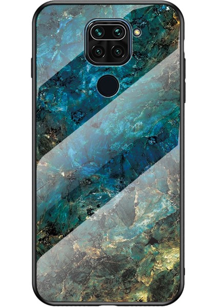 Xiaomi Redmi Için Mermer Desen Temperli Cam+Pc+Tpu Telefon Kasası Not 9/10X 4g-Emerald (Yurt Dışından)