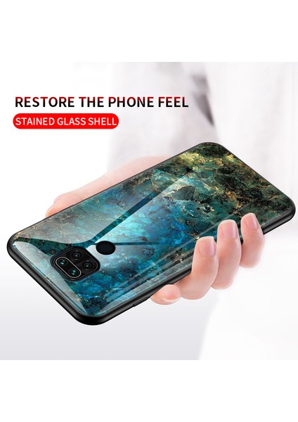 Xiaomi Redmi Için Mermer Desen Temperli Cam+Pc+Tpu Telefon Kasası Not 9/10X 4g-Emerald (Yurt Dışından) fiyatları