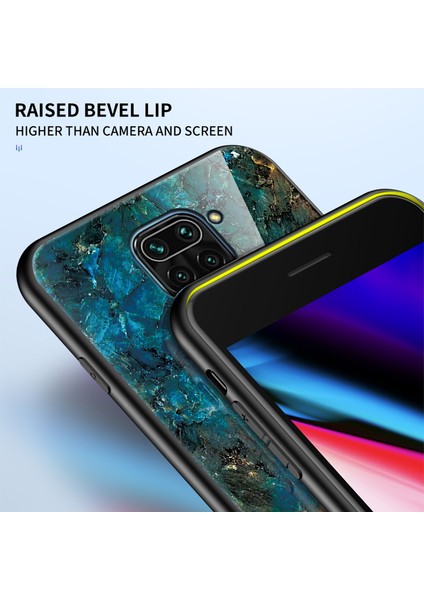 Xiaomi Redmi Için Mermer Desen Temperli Cam+Pc+Tpu Telefon Kasası Not 9/10X 4g-Emerald (Yurt Dışından) modelleri
