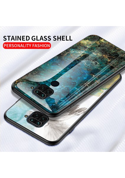 Xiaomi Redmi Için Mermer Desen Temperli Cam+Pc+Tpu Telefon Kasası Not 9/10X 4g-Emerald (Yurt Dışından) fırsatları