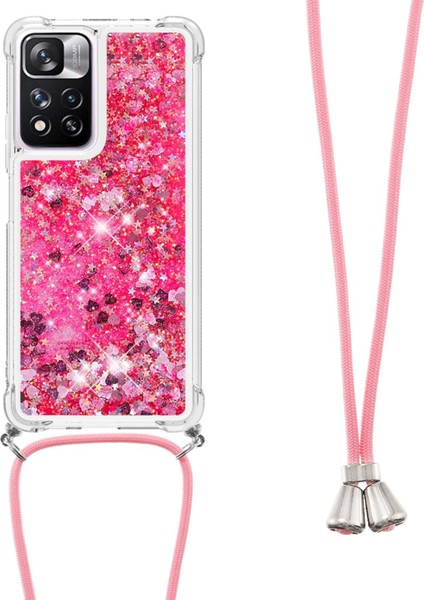 Le1-1 Serisi Xiaomi Redmi Için Long Lanyard Yumuşak Tpu Kapağı ile Iyi Korumalı Hareketli Hızlı ve Telefon Kasası Not 11 Pro+ 5g/redmi Note 11 Pro 5g (Çin) (Mediatek) -Pink (Yurt Dışından) modelleri