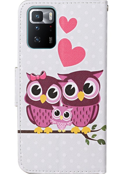 Desen Baskı Folio Deri Deri Telefon Kılıfı Cüzdan Stand Kapağı, Xiaomi Redmi Için Bilek Kayışı ile Note 10 Pro 5g/poco X3 Gt Owns (Yurt Dışından)