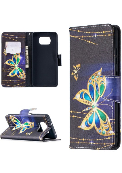 Desen Baskı Cüzdan Stand Flip Deri Telefon Kabuğu Xiaomi Poco X3/poco X3 Nfc-Beautiful Butterfly (Yurt Dışından)