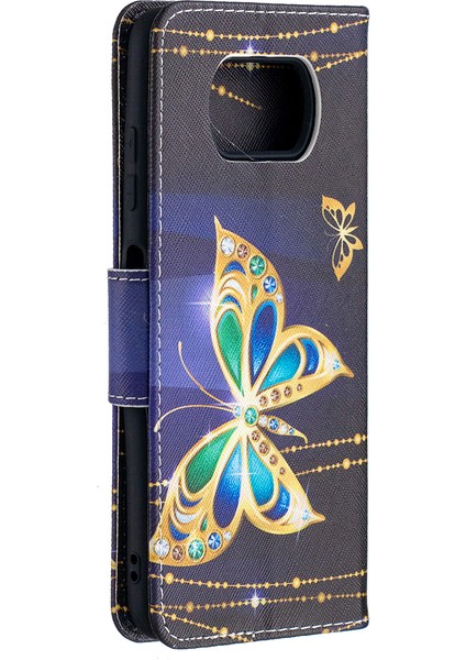 Desen Baskı Cüzdan Stand Flip Deri Telefon Kabuğu Xiaomi Poco X3/poco X3 Nfc-Beautiful Butterfly (Yurt Dışından) fırsatları