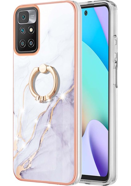 Mermer Tasarım Imd Iml Electleplating Tpu Telefon Geri Kapak Kılıfı Xiaomi Redmi Için Yüzük Tutucu Kickstand ile Not 11 4g (Mediatek)/10 4g (2021)/10 2022 4g/10 Prime-White (Yurt Dışından) fiyatları
