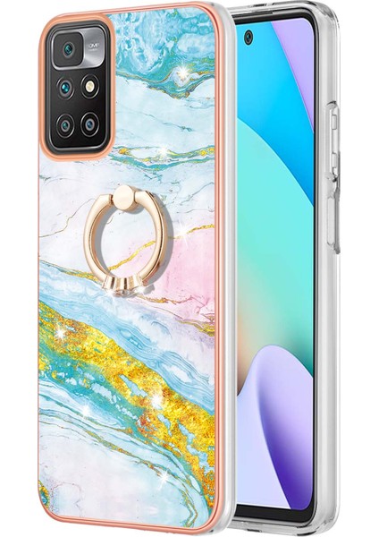 Mermer Tasarım Imd Iml Elektrokaplatma Tpu Telefon Geri Kapak Kılıfı Xiaomi Redmi Için Yüzük Tutucu Kickstand Not 11 4g (Mediatek)/10 4g (2021)/10 2022 4g/10 Prime-Green (Yurt Dışından) fiyatları