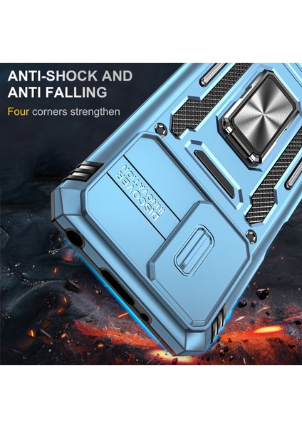 Xiaomi Için Zırh Serisi Redmi 10 4g (2021)/REDMI 10 2022 4g/redmi Not 11 4g (Mediatek) Kickstand Telefon Kılıfı Slayt Kamera Koruması Pc+Tpu Çift Layla Sağlam Kapak Mavisi (Yurt Dışından) fiyatları
